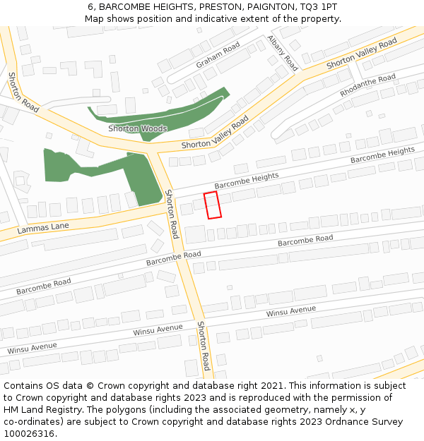 6, BARCOMBE HEIGHTS, PRESTON, PAIGNTON, TQ3 1PT: Location map and indicative extent of plot