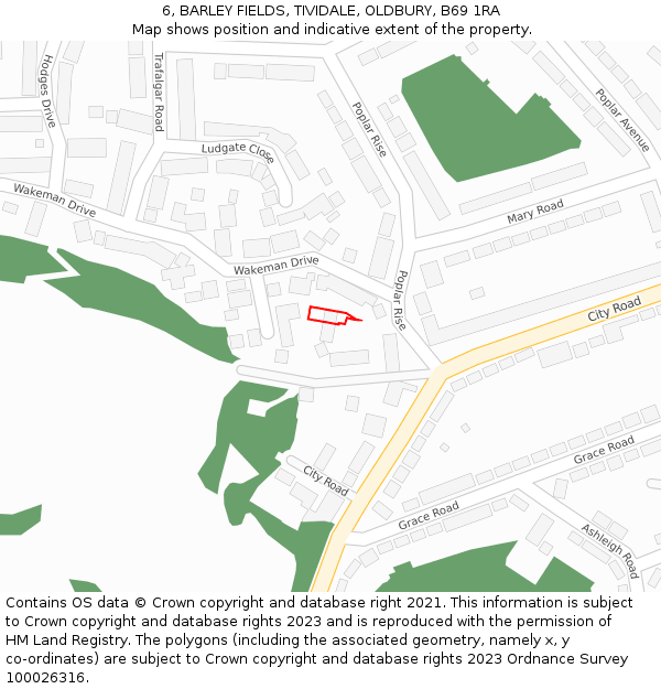 6, BARLEY FIELDS, TIVIDALE, OLDBURY, B69 1RA: Location map and indicative extent of plot