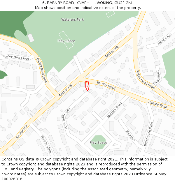 6, BARNBY ROAD, KNAPHILL, WOKING, GU21 2NL: Location map and indicative extent of plot