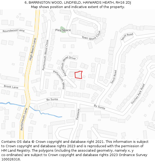 6, BARRINGTON WOOD, LINDFIELD, HAYWARDS HEATH, RH16 2DJ: Location map and indicative extent of plot