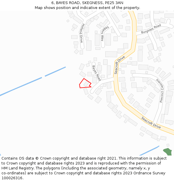 6, BAYES ROAD, SKEGNESS, PE25 3AN: Location map and indicative extent of plot