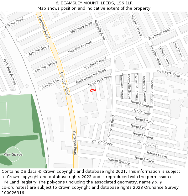 6, BEAMSLEY MOUNT, LEEDS, LS6 1LR: Location map and indicative extent of plot