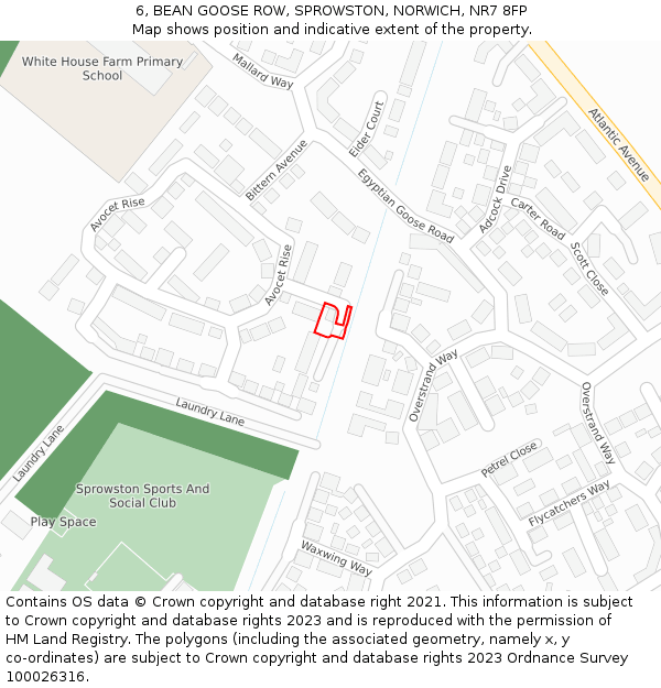 6, BEAN GOOSE ROW, SPROWSTON, NORWICH, NR7 8FP: Location map and indicative extent of plot