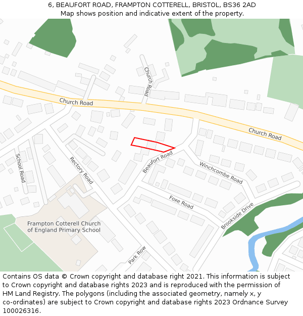 6, BEAUFORT ROAD, FRAMPTON COTTERELL, BRISTOL, BS36 2AD: Location map and indicative extent of plot