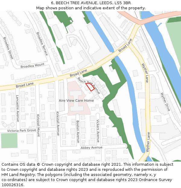 6, BEECH TREE AVENUE, LEEDS, LS5 3BR: Location map and indicative extent of plot