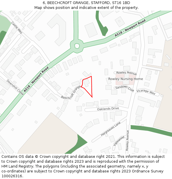 6, BEECHCROFT GRANGE, STAFFORD, ST16 1BD: Location map and indicative extent of plot