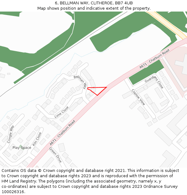 6, BELLMAN WAY, CLITHEROE, BB7 4UB: Location map and indicative extent of plot