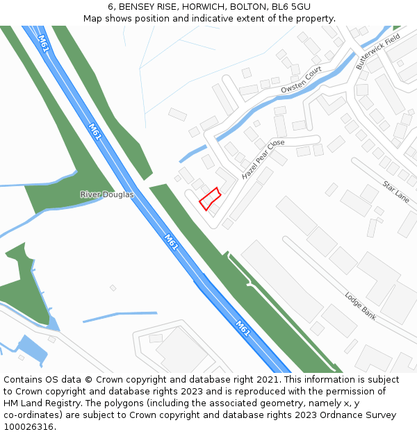 6, BENSEY RISE, HORWICH, BOLTON, BL6 5GU: Location map and indicative extent of plot