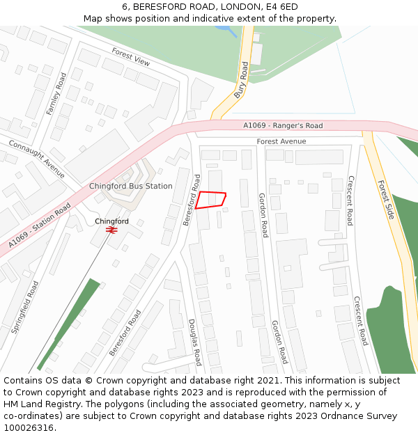 6, BERESFORD ROAD, LONDON, E4 6ED: Location map and indicative extent of plot
