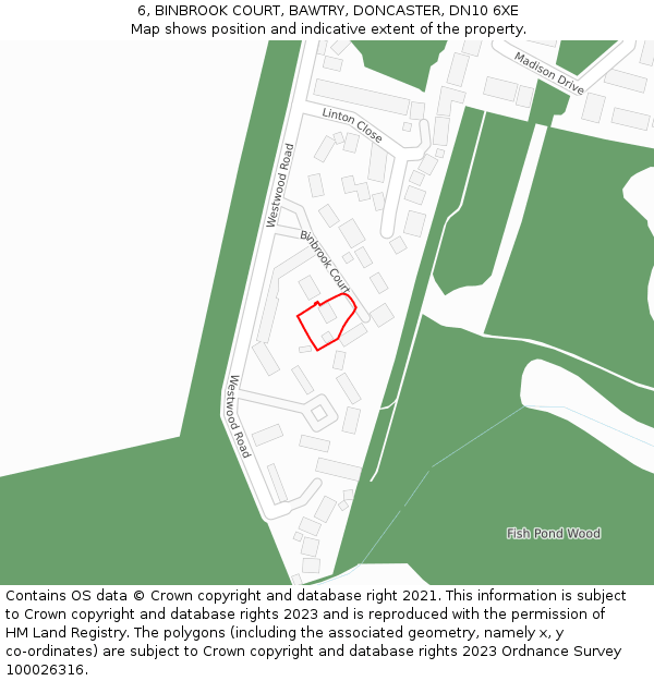6, BINBROOK COURT, BAWTRY, DONCASTER, DN10 6XE: Location map and indicative extent of plot