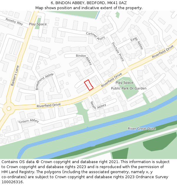 6, BINDON ABBEY, BEDFORD, MK41 0AZ: Location map and indicative extent of plot