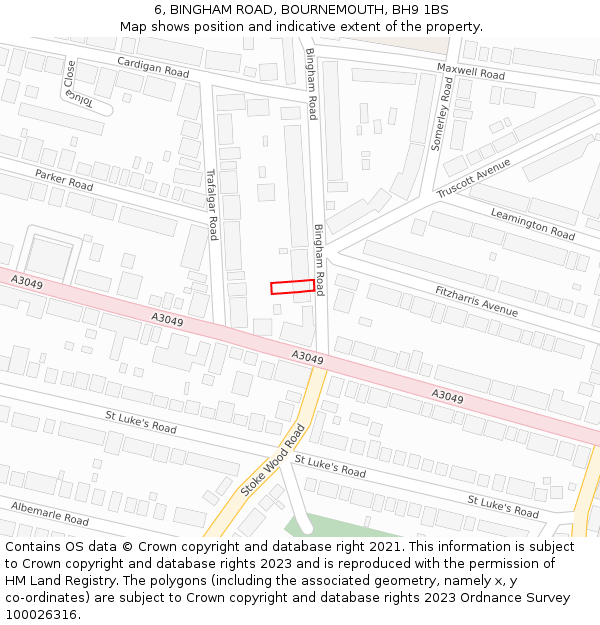6, BINGHAM ROAD, BOURNEMOUTH, BH9 1BS: Location map and indicative extent of plot