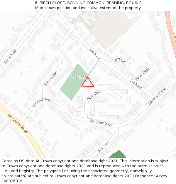 6, BIRCH CLOSE, SONNING COMMON, READING, RG4 9LE: Location map and indicative extent of plot
