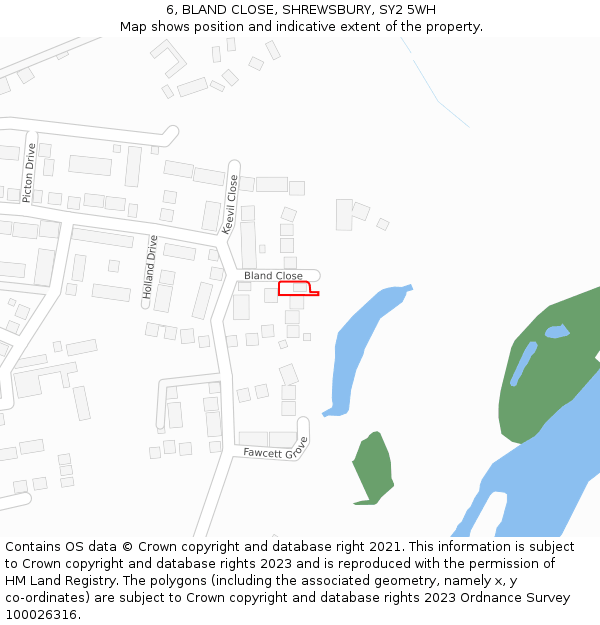 6, BLAND CLOSE, SHREWSBURY, SY2 5WH: Location map and indicative extent of plot