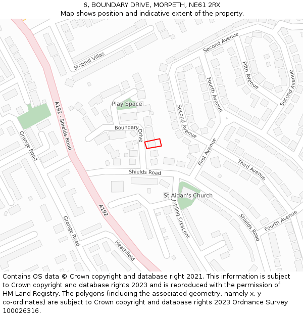 6, BOUNDARY DRIVE, MORPETH, NE61 2RX: Location map and indicative extent of plot