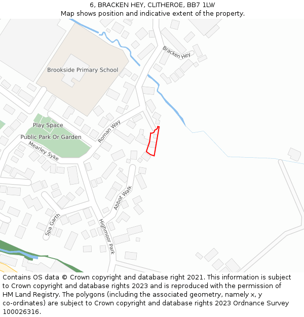 6, BRACKEN HEY, CLITHEROE, BB7 1LW: Location map and indicative extent of plot