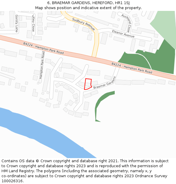 6, BRAEMAR GARDENS, HEREFORD, HR1 1SJ: Location map and indicative extent of plot