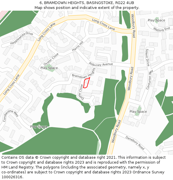 6, BRAMDOWN HEIGHTS, BASINGSTOKE, RG22 4UB: Location map and indicative extent of plot