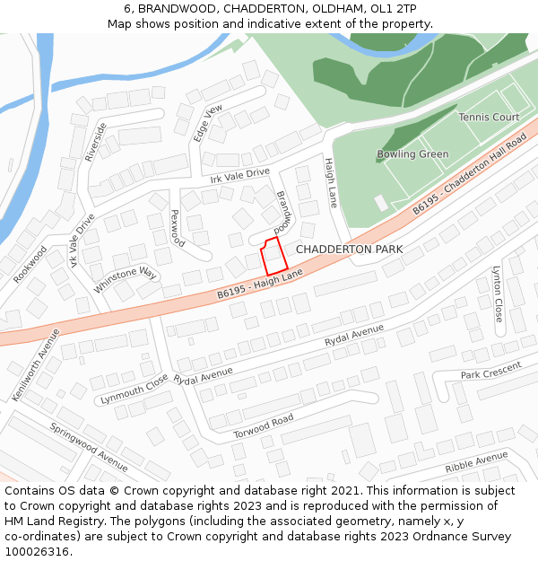 6, BRANDWOOD, CHADDERTON, OLDHAM, OL1 2TP: Location map and indicative extent of plot