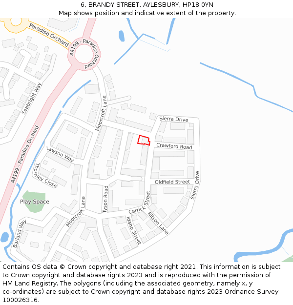 6, BRANDY STREET, AYLESBURY, HP18 0YN: Location map and indicative extent of plot