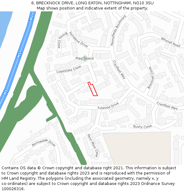 6, BRECKNOCK DRIVE, LONG EATON, NOTTINGHAM, NG10 3SU: Location map and indicative extent of plot