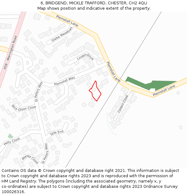 6, BRIDGEND, MICKLE TRAFFORD, CHESTER, CH2 4QU: Location map and indicative extent of plot