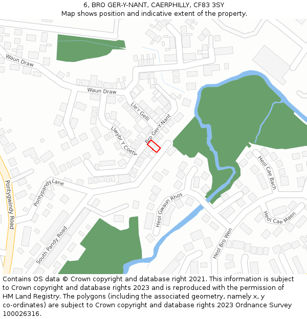 6, BRO GER-Y-NANT, CAERPHILLY, CF83 3SY: Location map and indicative extent of plot