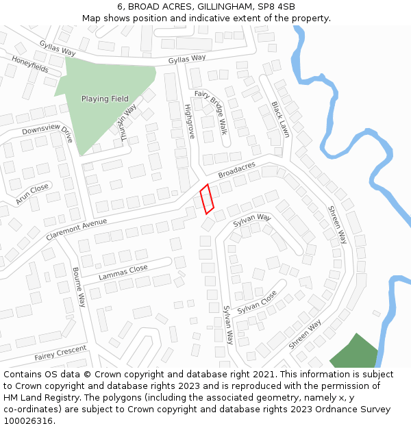 6, BROAD ACRES, GILLINGHAM, SP8 4SB: Location map and indicative extent of plot