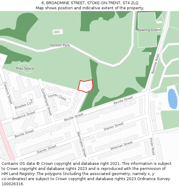 6, BROADMINE STREET, STOKE-ON-TRENT, ST4 2LQ: Location map and indicative extent of plot