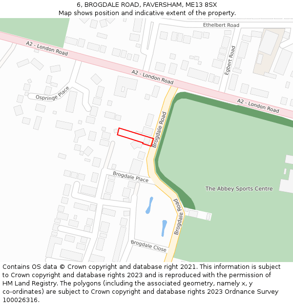 6, BROGDALE ROAD, FAVERSHAM, ME13 8SX: Location map and indicative extent of plot
