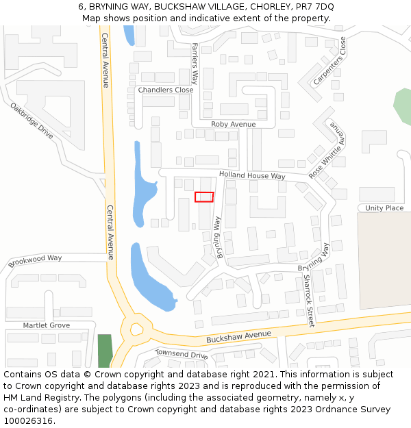 6, BRYNING WAY, BUCKSHAW VILLAGE, CHORLEY, PR7 7DQ: Location map and indicative extent of plot