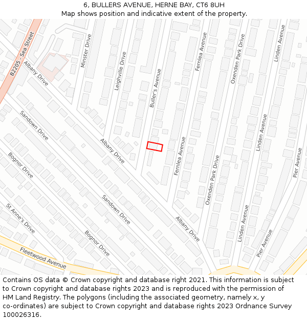 6, BULLERS AVENUE, HERNE BAY, CT6 8UH: Location map and indicative extent of plot