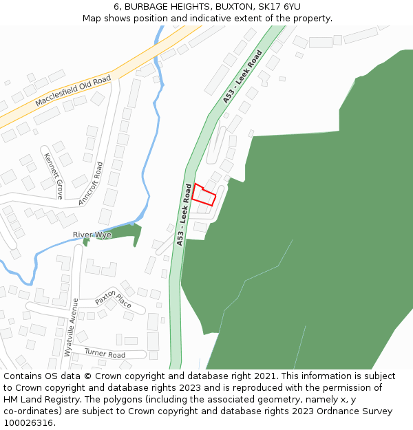 6, BURBAGE HEIGHTS, BUXTON, SK17 6YU: Location map and indicative extent of plot