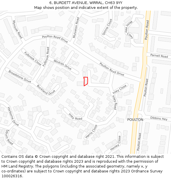 6, BURDETT AVENUE, WIRRAL, CH63 9YY: Location map and indicative extent of plot