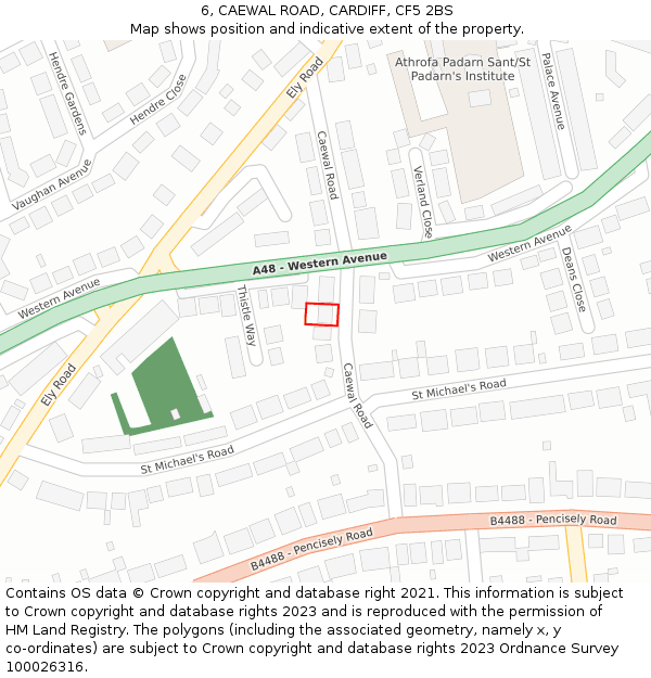6, CAEWAL ROAD, CARDIFF, CF5 2BS: Location map and indicative extent of plot