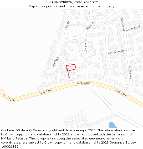6, CAIRNBORROW, YORK, YO24 2YY: Location map and indicative extent of plot