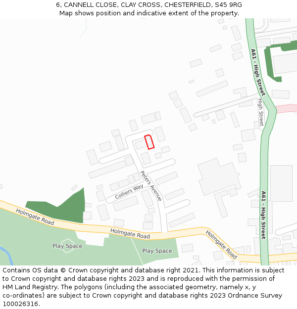 6, CANNELL CLOSE, CLAY CROSS, CHESTERFIELD, S45 9RG: Location map and indicative extent of plot