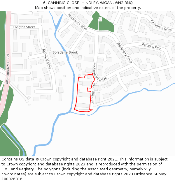 6, CANNING CLOSE, HINDLEY, WIGAN, WN2 3NQ: Location map and indicative extent of plot
