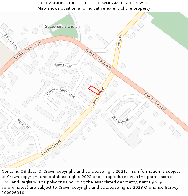 6, CANNON STREET, LITTLE DOWNHAM, ELY, CB6 2SR: Location map and indicative extent of plot