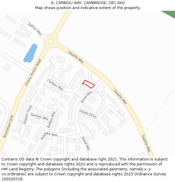 6, CARIBOU WAY, CAMBRIDGE, CB1 9XG: Location map and indicative extent of plot
