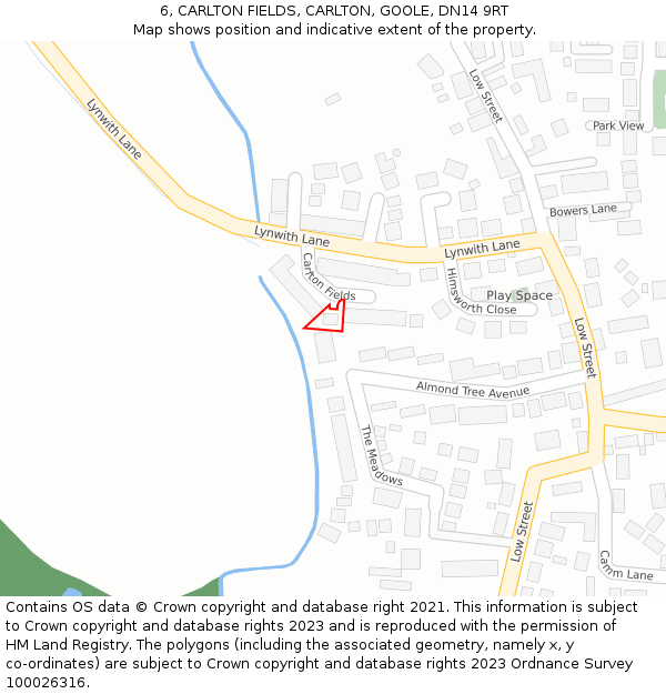 6, CARLTON FIELDS, CARLTON, GOOLE, DN14 9RT: Location map and indicative extent of plot