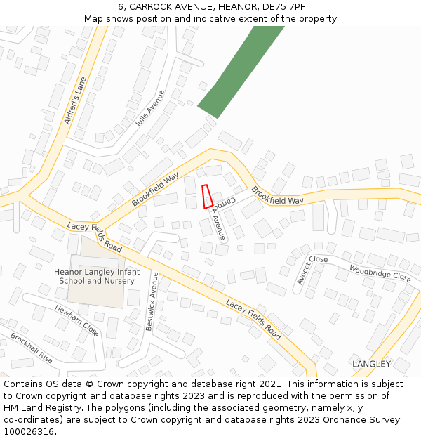 6, CARROCK AVENUE, HEANOR, DE75 7PF: Location map and indicative extent of plot