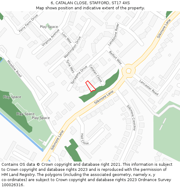 6, CATALAN CLOSE, STAFFORD, ST17 4XS: Location map and indicative extent of plot