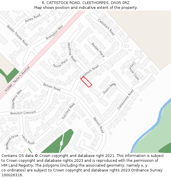 6, CATTISTOCK ROAD, CLEETHORPES, DN35 0RZ: Location map and indicative extent of plot