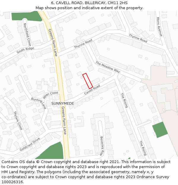 6, CAVELL ROAD, BILLERICAY, CM11 2HS: Location map and indicative extent of plot