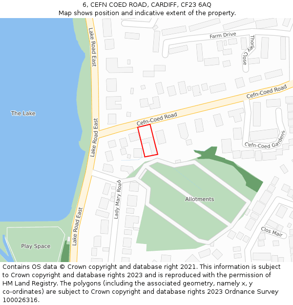 6, CEFN COED ROAD, CARDIFF, CF23 6AQ: Location map and indicative extent of plot