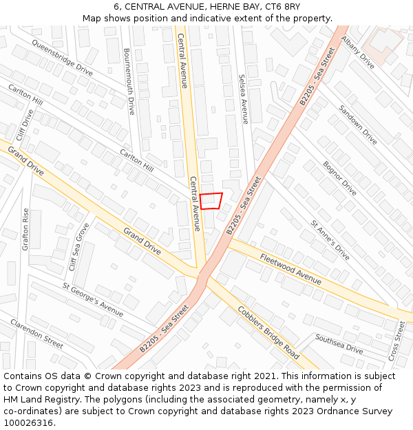 6, CENTRAL AVENUE, HERNE BAY, CT6 8RY: Location map and indicative extent of plot
