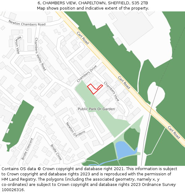 6, CHAMBERS VIEW, CHAPELTOWN, SHEFFIELD, S35 2TB: Location map and indicative extent of plot
