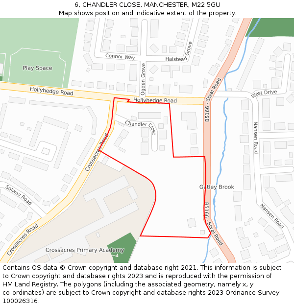 6, CHANDLER CLOSE, MANCHESTER, M22 5GU: Location map and indicative extent of plot