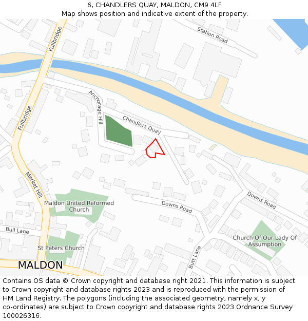 6, CHANDLERS QUAY, MALDON, CM9 4LF: Location map and indicative extent of plot